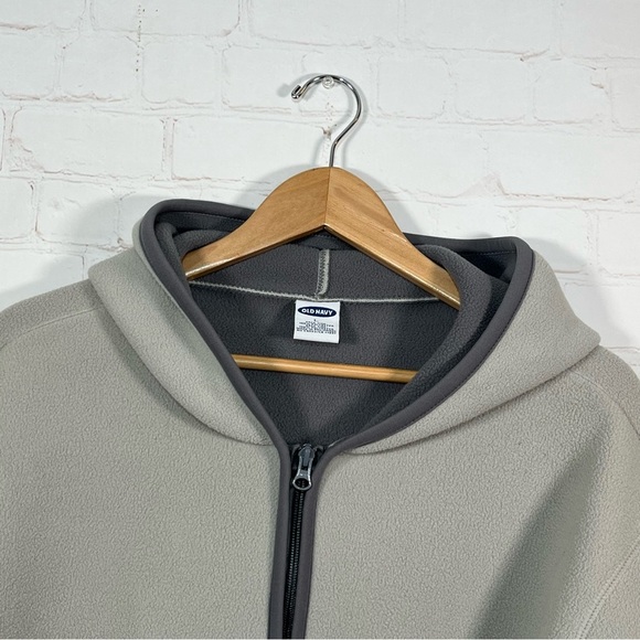 Old Navy Full Zip Hooded Fleece Jacket Mens Size Large Gray Thick Pockets - Picture 3 of 10